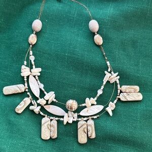 Chico's Cream and Silver Layered Necklace